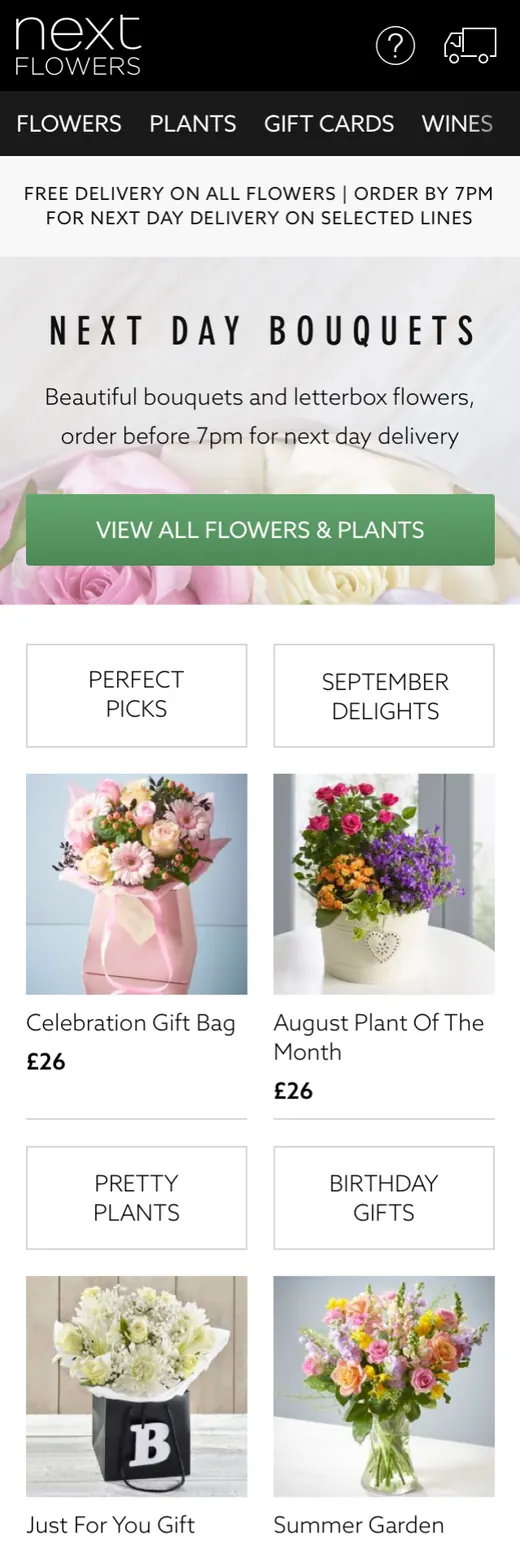 After the design system: the same homepage on mobile